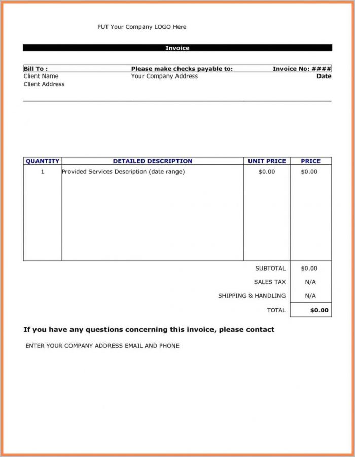 Blank Simple Invoice Template Word Free Blank Simple Invoice Template Word Free