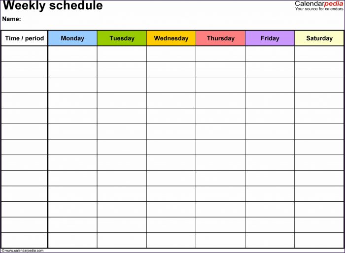 Blank Weekly Work Schedule Template Blank Weekly Work Schedule Template