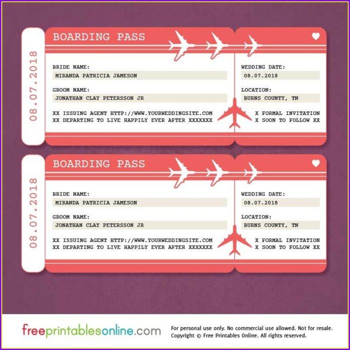 Boarding Pass Save The Date Template Boarding Pass Save The Date Template