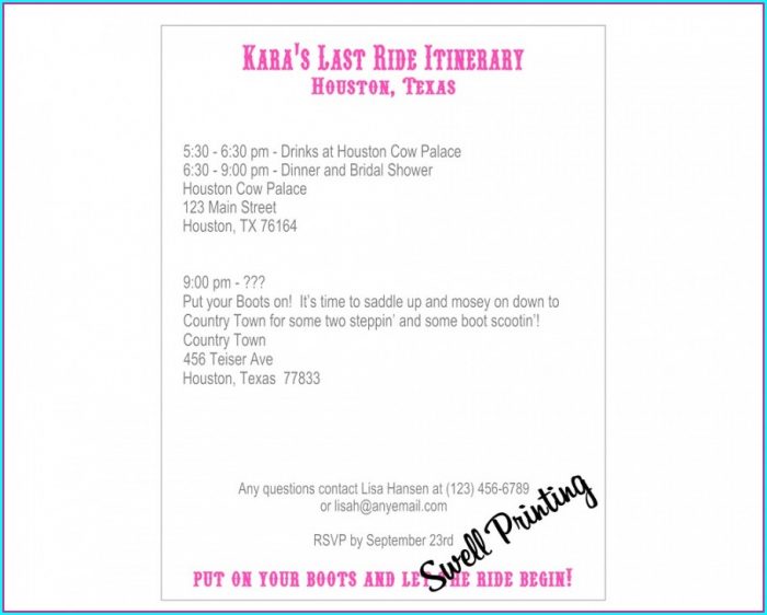 Bridal Shower Itinerary Template Bridal Shower Itinerary Template