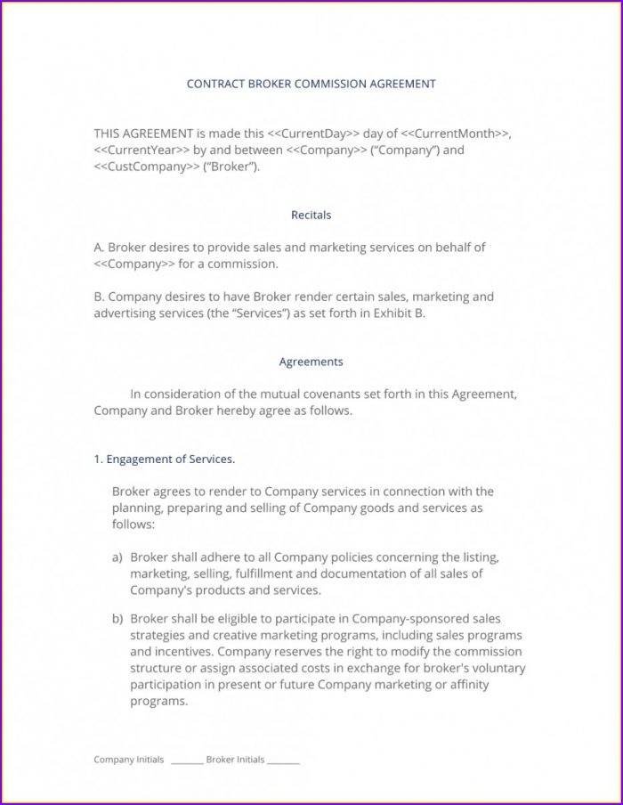 Broker Agreement Template Free Broker Agreement Template Free