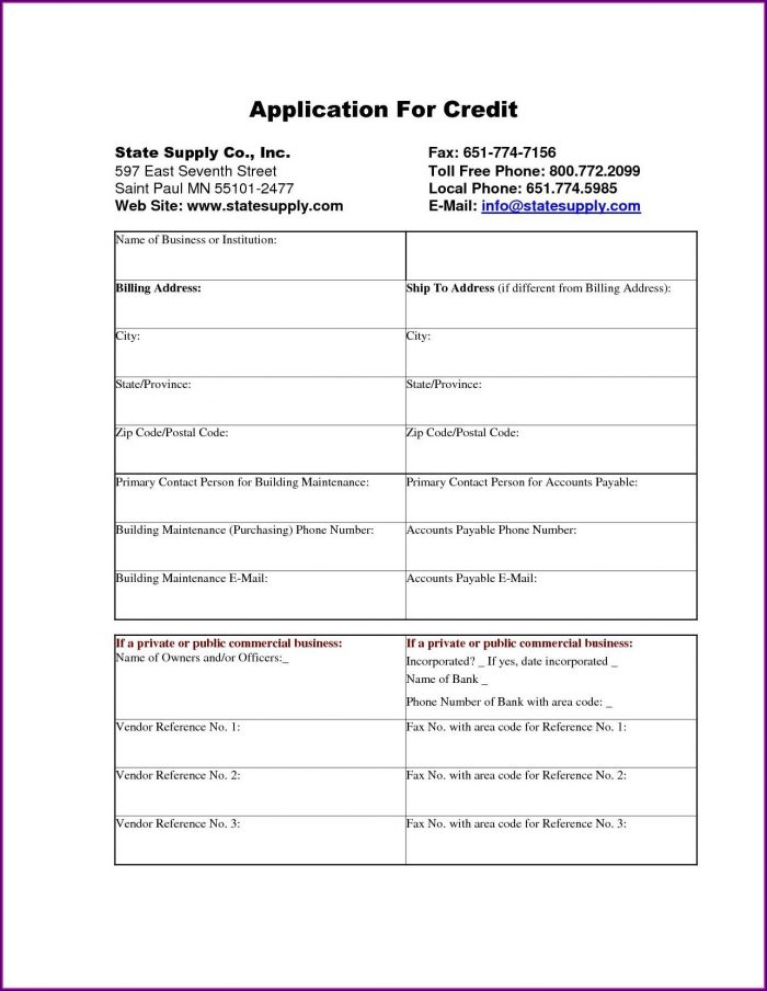 Business Credit Application Form Template Word Business Credit Application Form Template Word