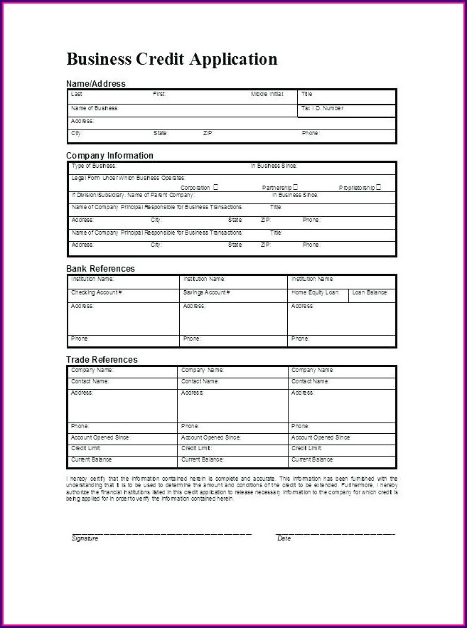 Business Credit Application Form Template Business Credit Application Form Template