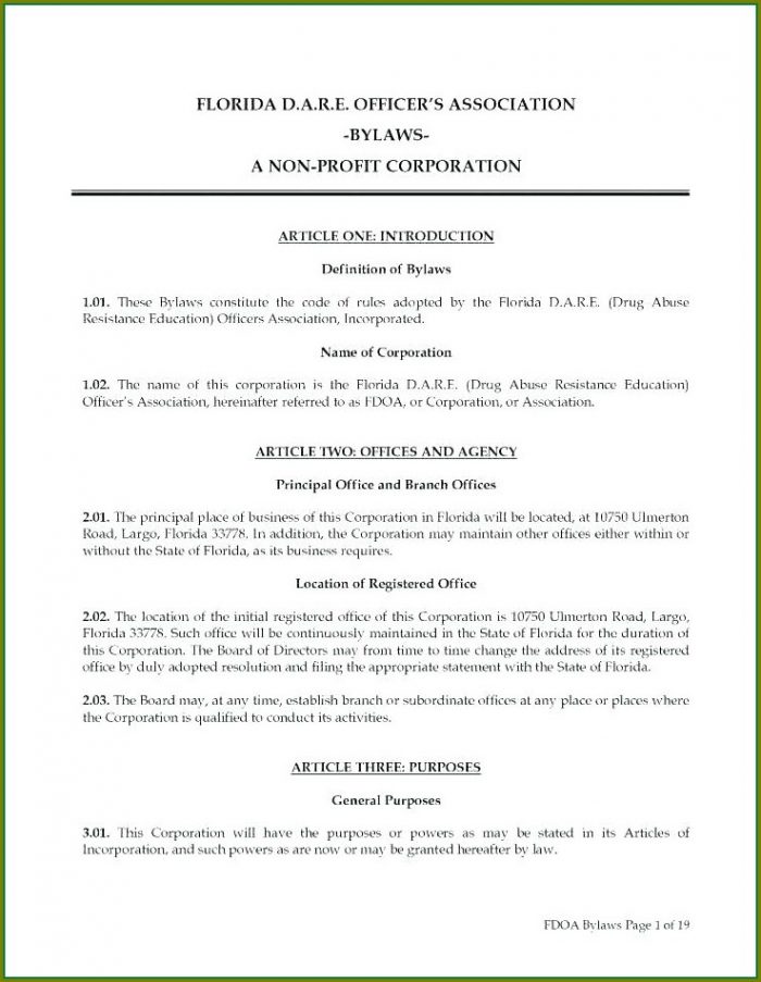 Bylaws Template For Nonprofit Organization Bylaws Template For Nonprofit Organization