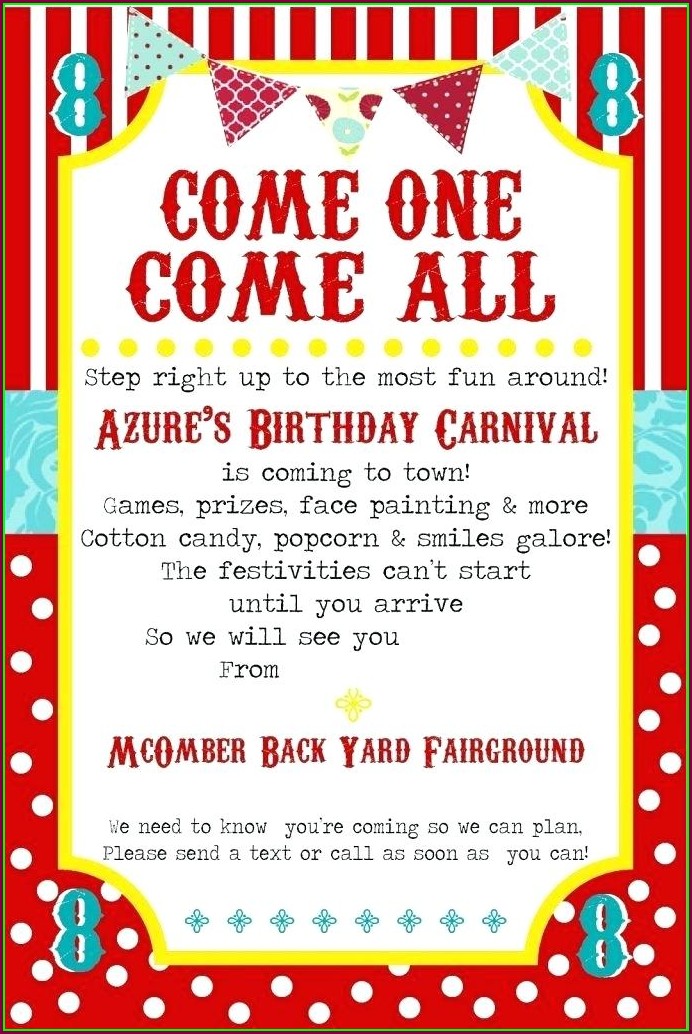 Carnival Theme Party Invitations Templates Carnival Theme Party Invitations Templates