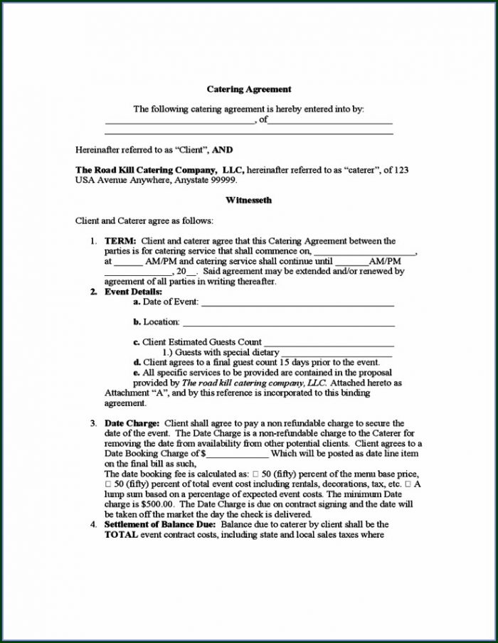 Catering Agreement Printable Caterer Contract Template Catering Agreement Printable Caterer Contract Template
