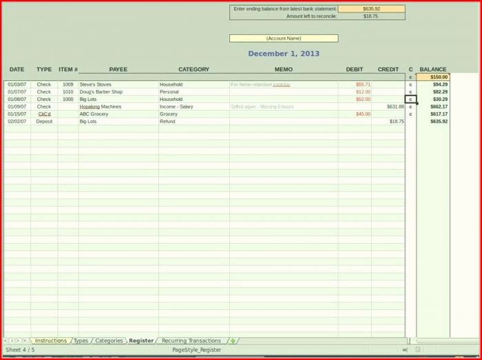 Checkbook Ledger Template Checkbook Ledger Template