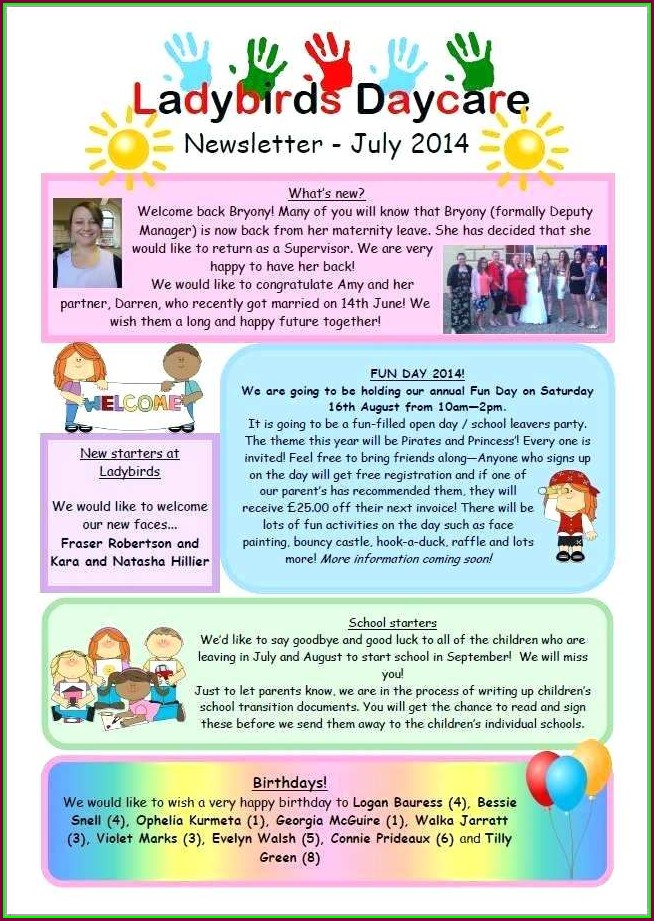Childcare Newsletter Templates Free Childcare Newsletter Templates Free