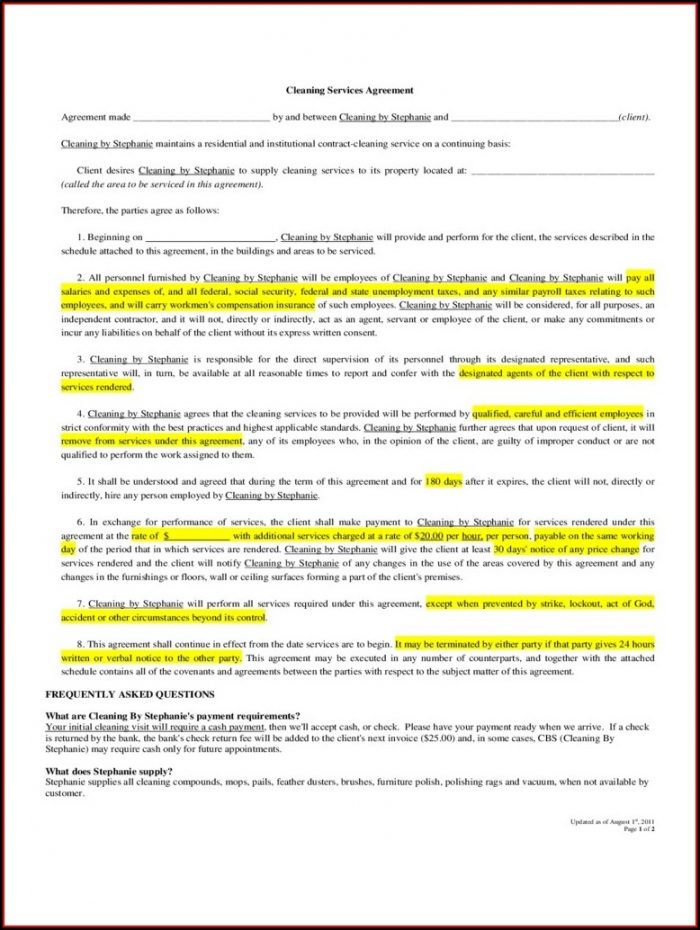 Commercial Cleaning Contract Template Commercial Cleaning Contract Template
