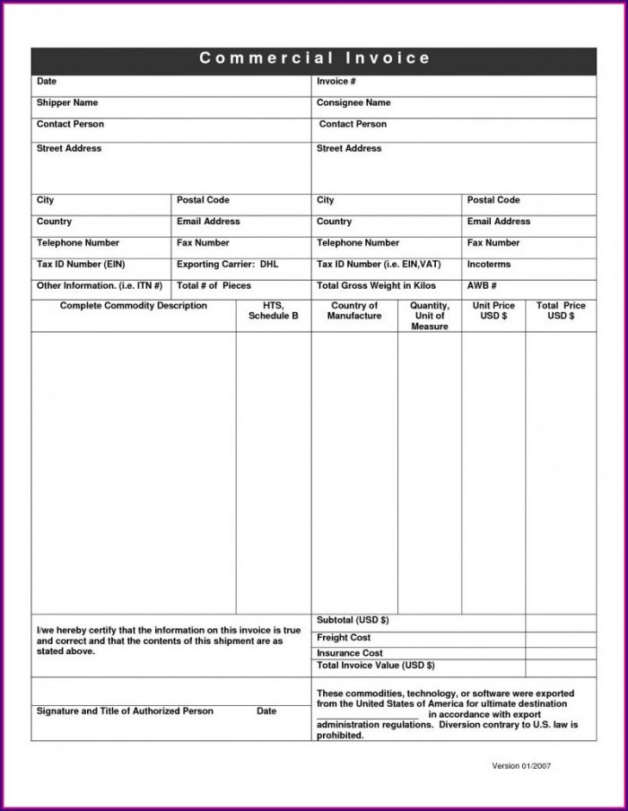 Commercial Invoice Template Uk Commercial Invoice Template Uk