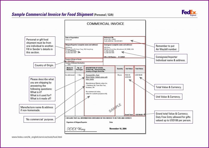Commercial Invoice Template Uk Fedex Commercial Invoice Template Uk Fedex