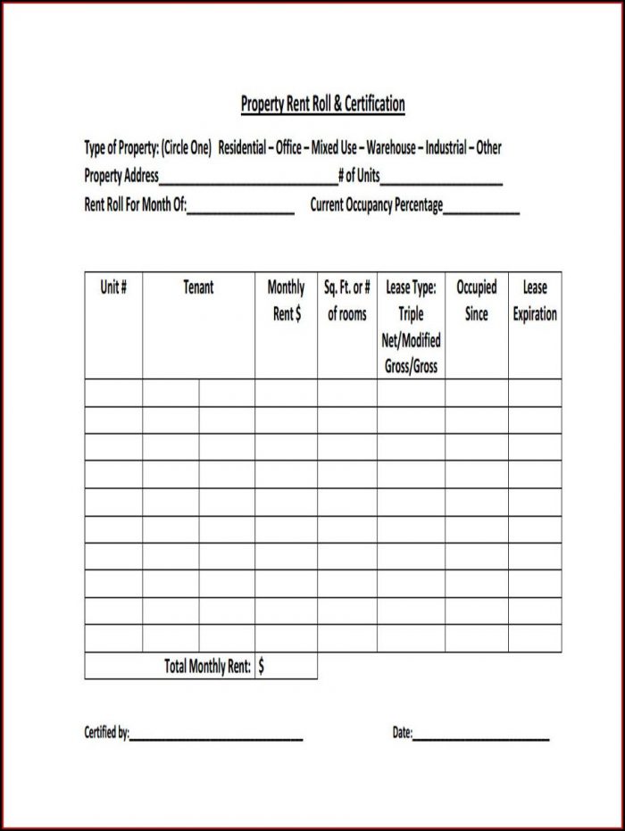 Commercial Rent Roll Template Excel Commercial Rent Roll Template Excel