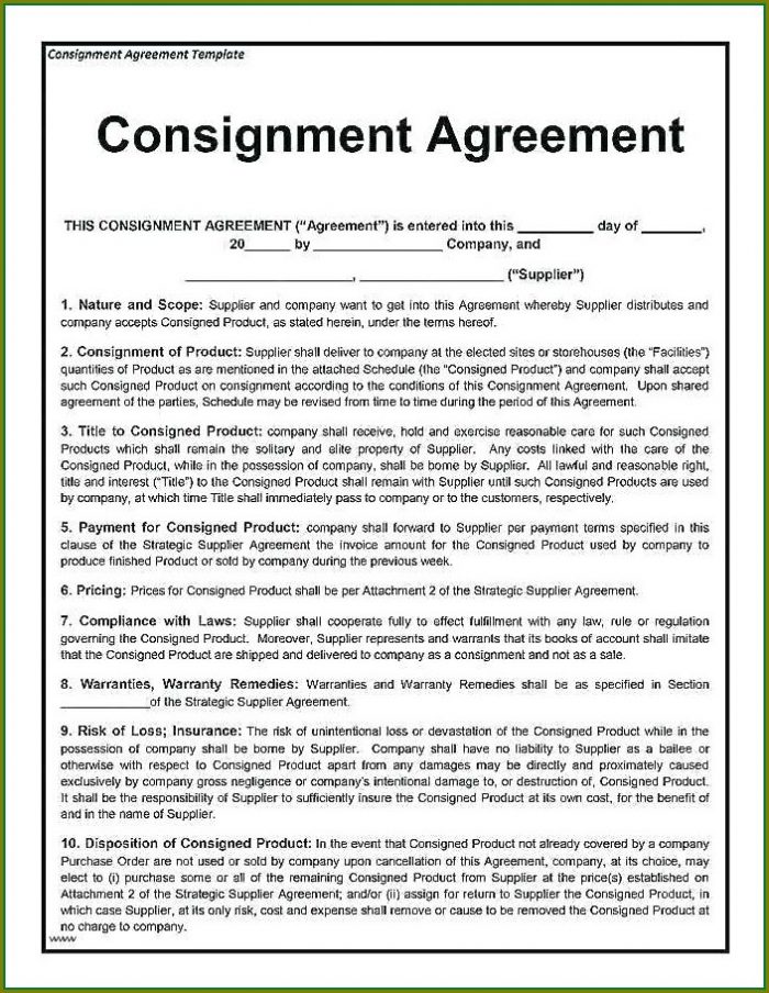 Consignment Stock Agreement Template Australia Consignment Stock Agreement Template Australia