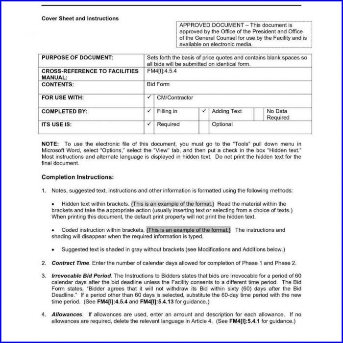 Construction Bid Template Pdf Construction Bid Template Pdf