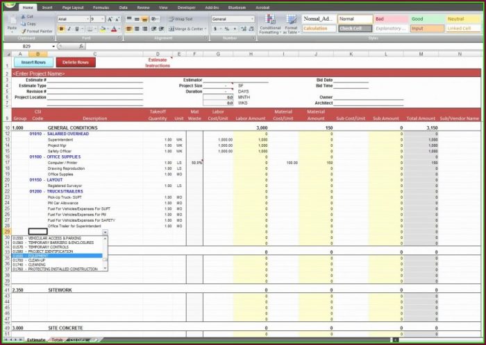 Construction Cost Estimate Template Excel In India Construction Cost Estimate Template Excel In India