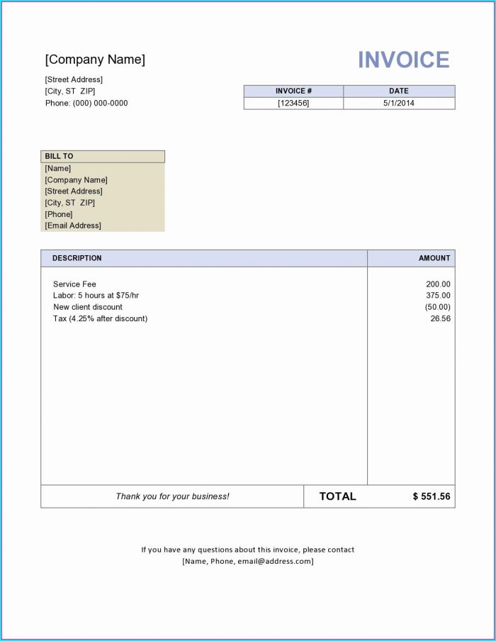 Contractor Invoice Template Word Free Contractor Invoice Template Word Free