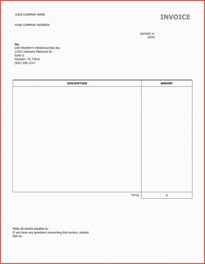 Contractor Printable Invoice Template Free Contractor Printable Invoice Template Free
