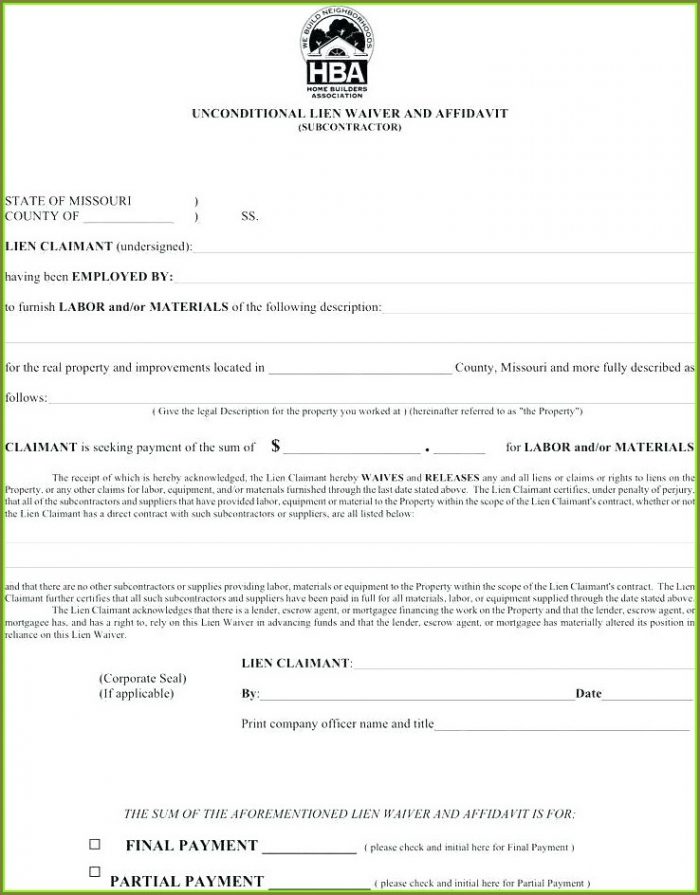 Contractor Unconditional Lien Waiver Template Contractor Unconditional Lien Waiver Template