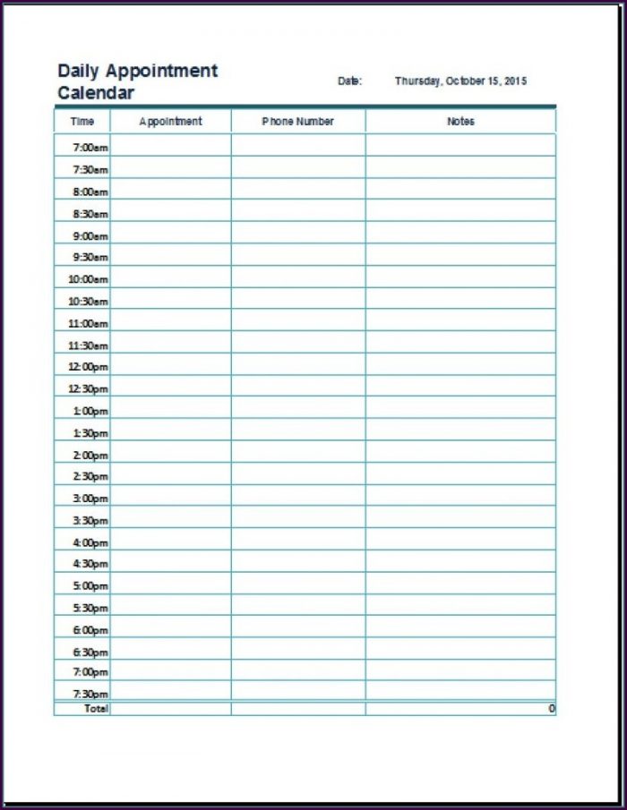 Daily Appointment Book Template Daily Appointment Book Template