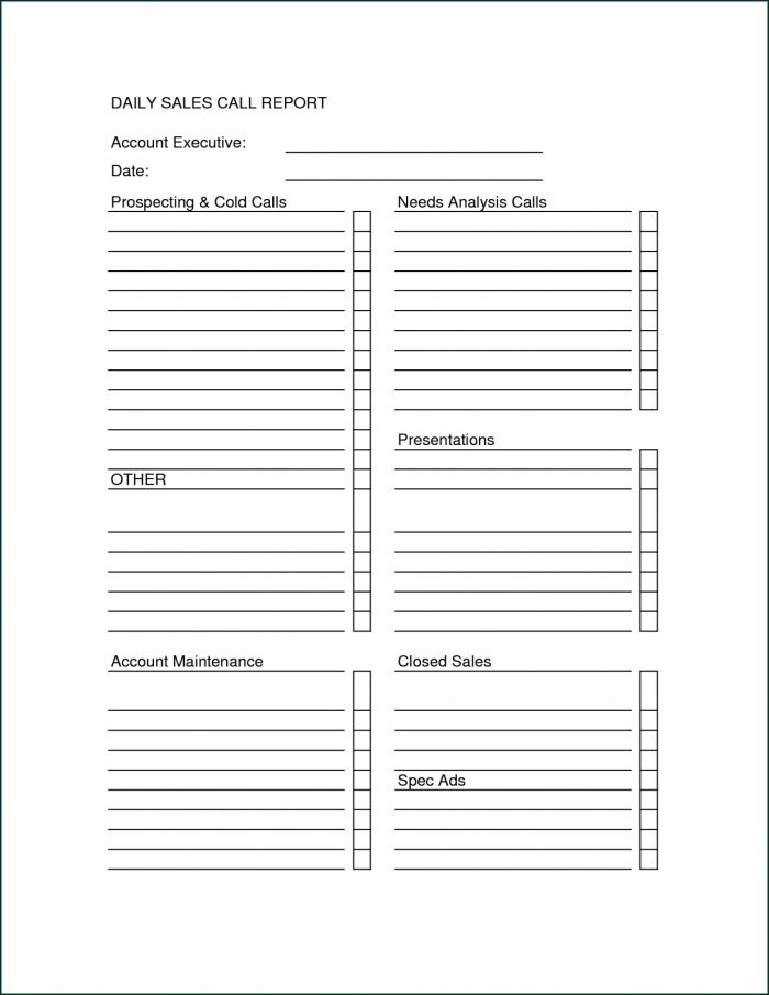 Daily Sales Call Report Template In Excel Daily Sales Call Report Template In Excel