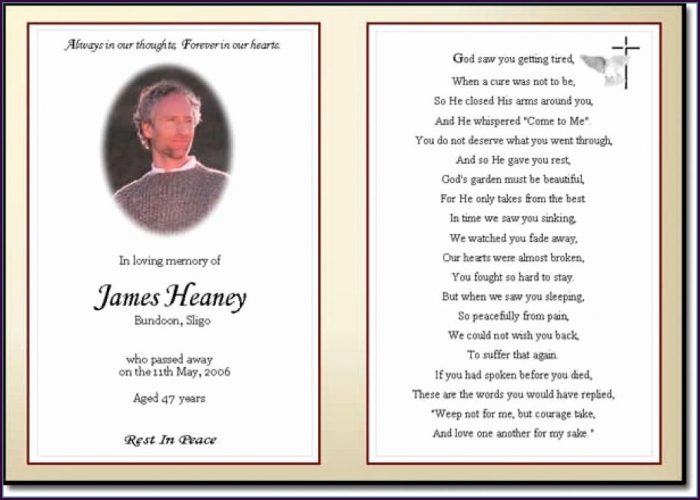 Downloadable Free Memorial Card Template Downloadable Free Memorial Card Template