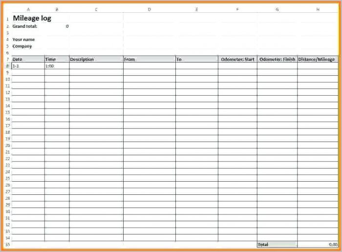 Downloadable Mileage Log Template Free Downloadable Mileage Log Template Free