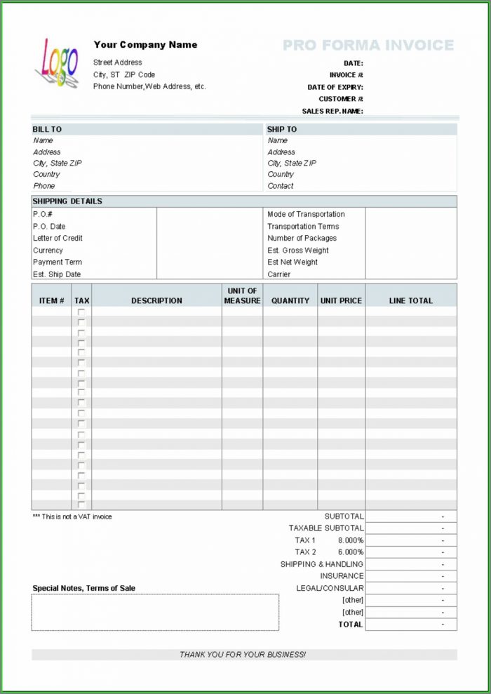 Downloadable Simple Proforma Invoice Template Downloadable Simple Proforma Invoice Template