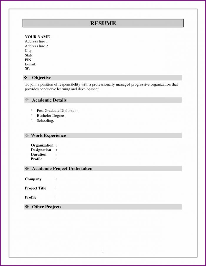 Downloadable Simple Resume Template For Freshers Downloadable Simple Resume Template For Freshers
