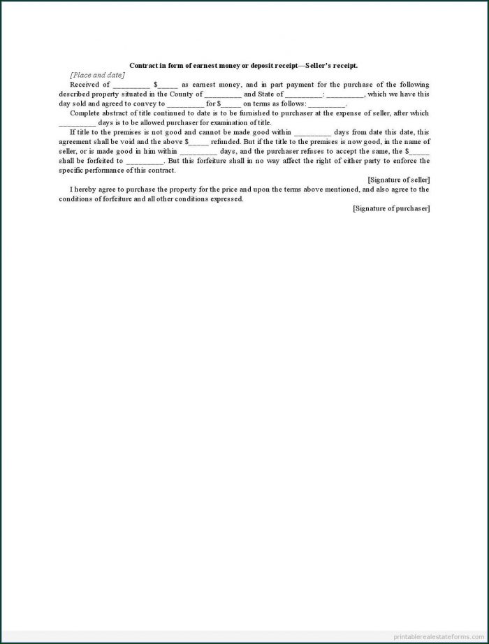Earnest Money Contract Template Earnest Money Contract Template