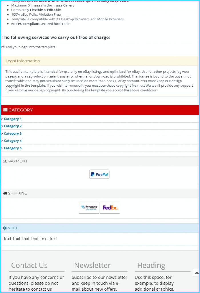 Ebay Html Listing Template Ebay Html Listing Template