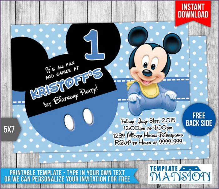 Editable Baby Mickey Mouse Invitation Template Editable Baby Mickey Mouse Invitation Template