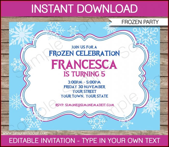 Editable Free Frozen Invitation Template Editable Free Frozen Invitation Template