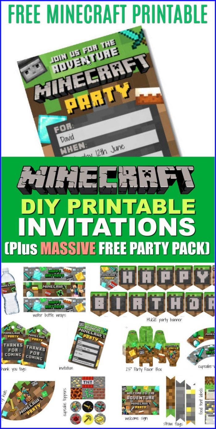 Editable Minecraft Birthday Party Invitations Templates Free Editable Minecraft Birthday Party Invitations Templates Free