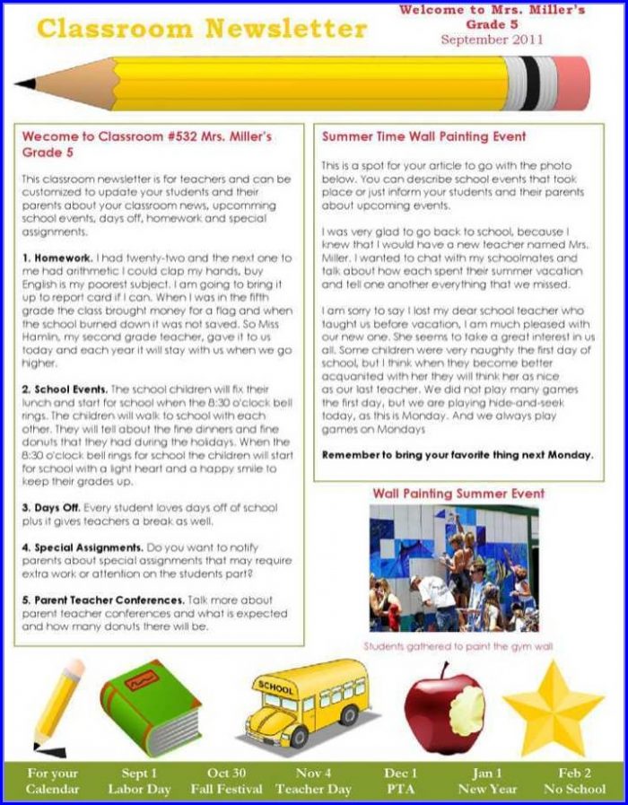 Editable Pta Newsletter Templates Editable Pta Newsletter Templates