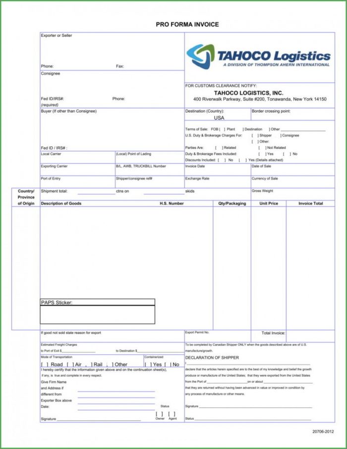 Editable Simple Proforma Invoice Template Editable Simple Proforma Invoice Template