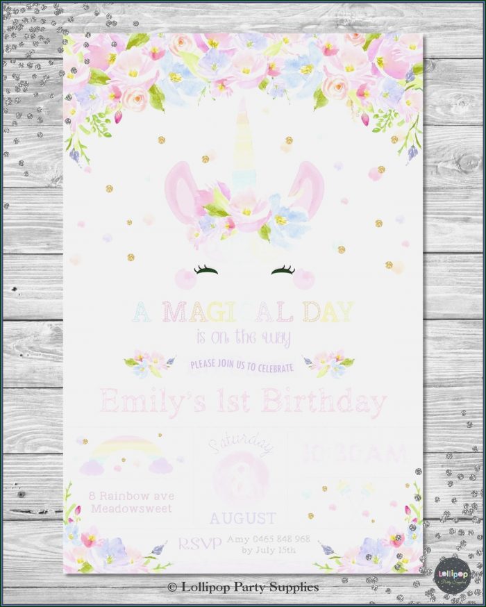 Editable Unicorn Birthday Invitations Templates Free Editable Unicorn Birthday Invitations Templates Free