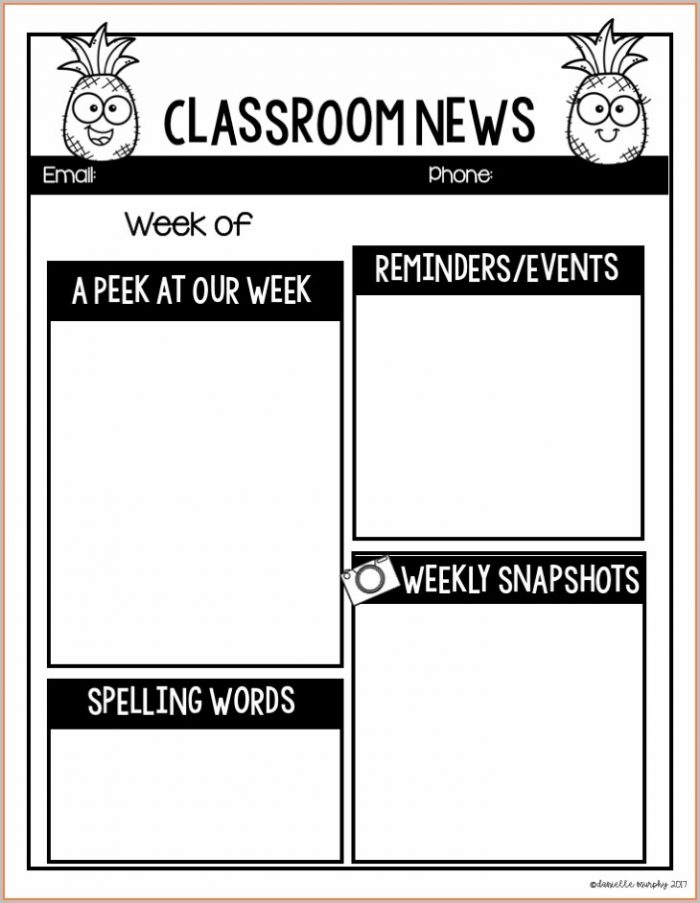 Elementary Classroom Newsletter Template Elementary Classroom Newsletter Template
