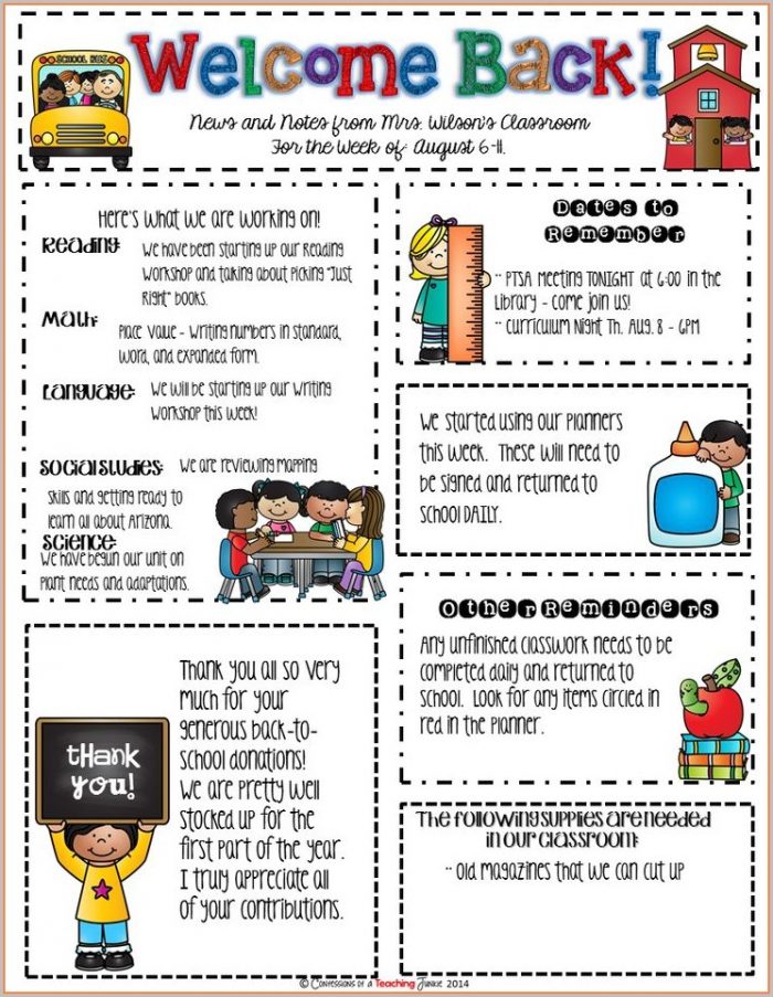Elementary Classroom Newsletter Template Free Elementary Classroom Newsletter Template Free