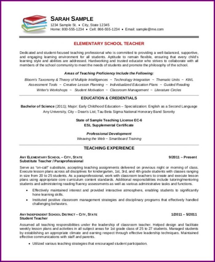 Elementary Teacher Resume Template Word Elementary Teacher Resume Template Word
