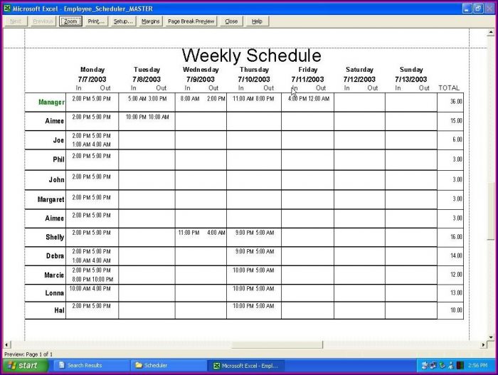 Employee Daily Work Schedule Template Employee Daily Work Schedule Template