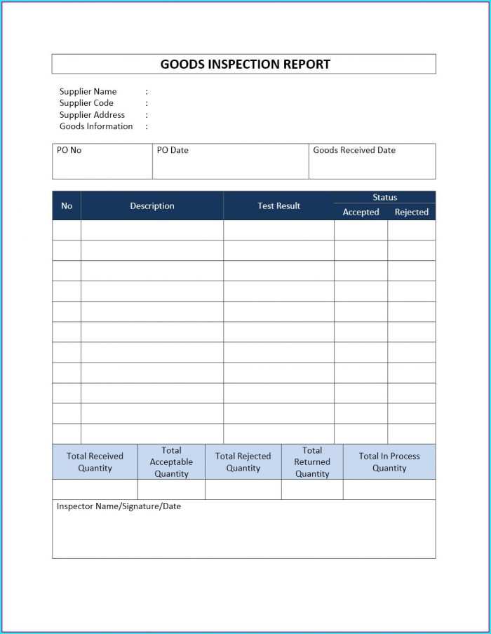 Engineering Inspection Report Template Engineering Inspection Report Template