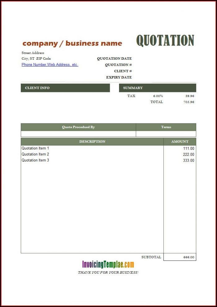 Estimate Invoice Template Download Estimate Invoice Template Download