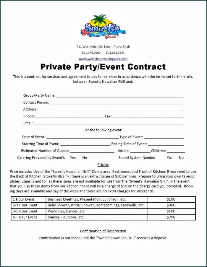 Event Space Rental Party Rental Contract Template Event Space Rental Party Rental Contract Template