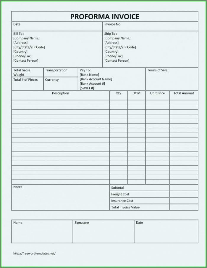Excel Format Simple Proforma Invoice Template Excel Format Simple Proforma Invoice Template
