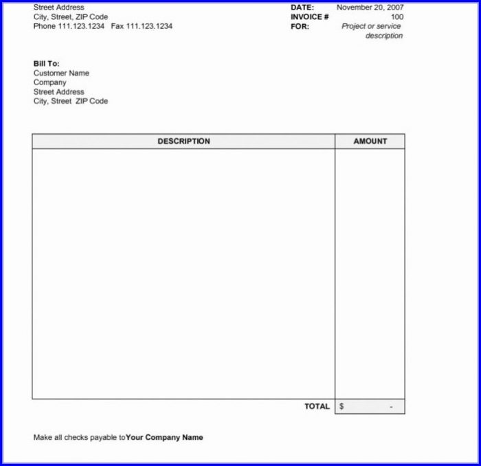 Excel Free Printable Invoice Templates Excel Free Printable Invoice Templates