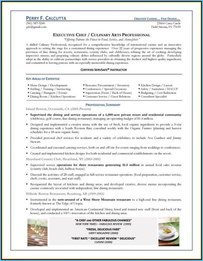 Executive Chef Resume Template Word Executive Chef Resume Template Word