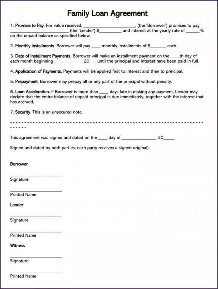 Family Loan Agreement Template Free Download Family Loan Agreement Template Free Download