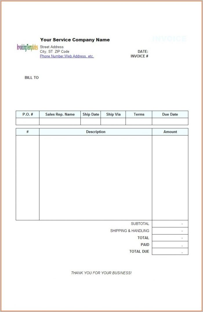 Fillable Free Blank Invoice Template Word Fillable Free Blank Invoice Template Word