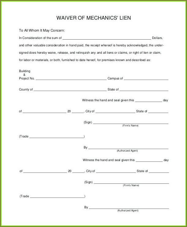 Final Unconditional Lien Waiver Template Final Unconditional Lien Waiver Template