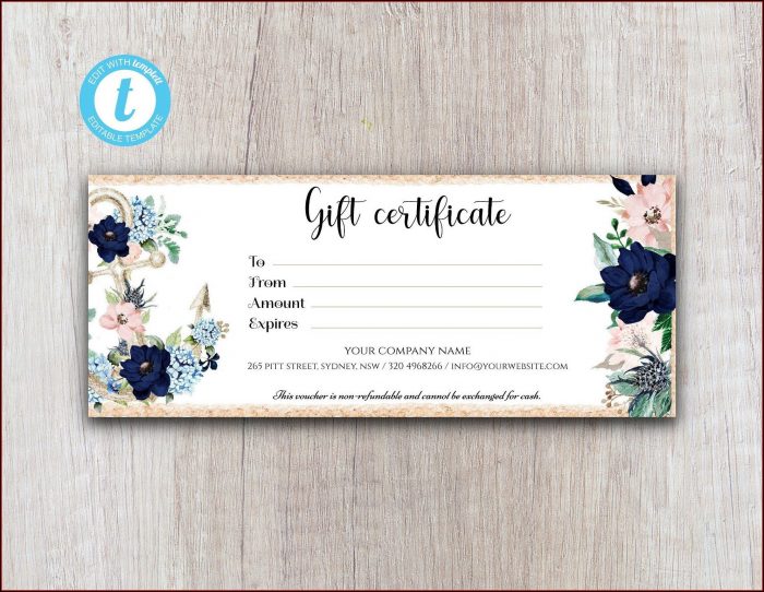 Floral Gift Certificate Template Floral Gift Certificate Template
